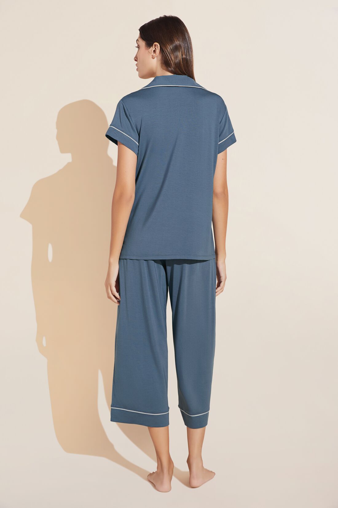 Gisele TENCEL™ Modal Short Sleeve Cropped PJ Set - Coastal Blue/Ice Blue